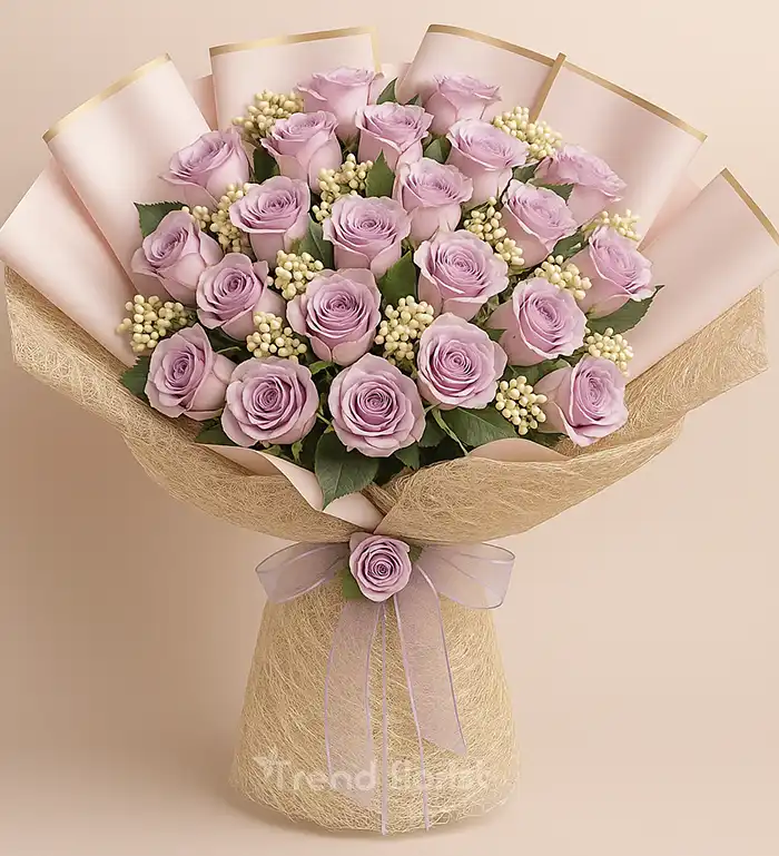 lila gül buketi, ithal gül, premium gül buketi