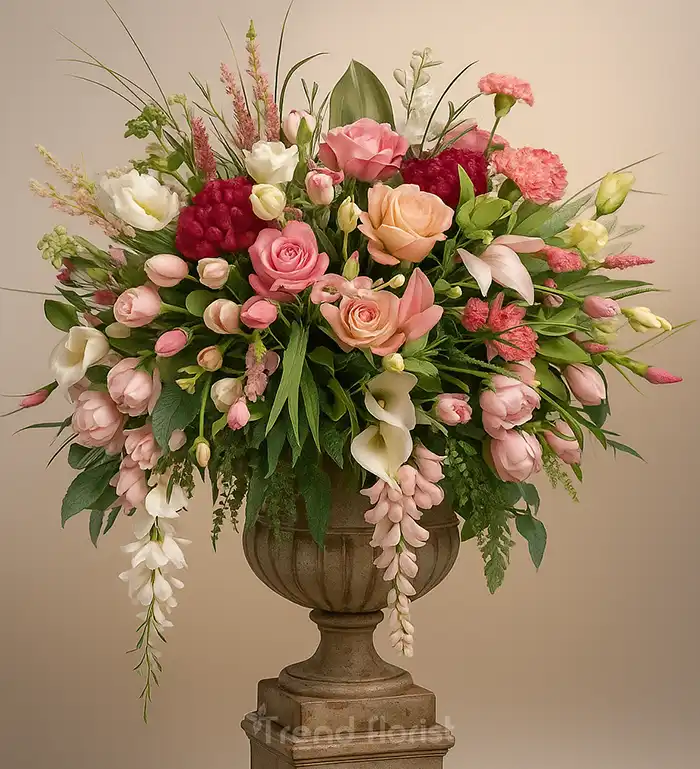 premium aranjman, büyük çiçek aranjmanı, pembe gül aranjman